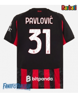 AC Milan Strahinja Pavlovic #31 Tricou Fotbal Replică 2025-26 Barbati Acasa